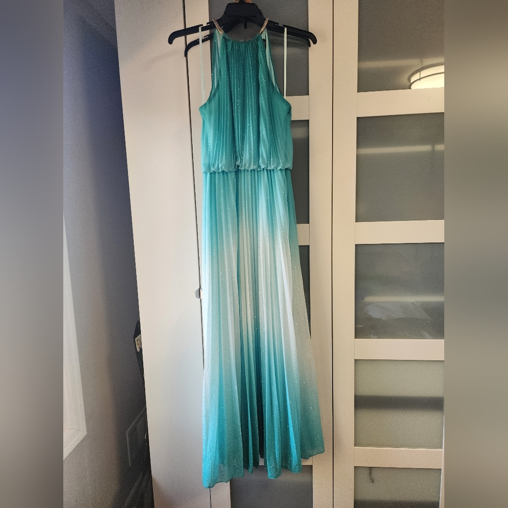 Xscape | Pleated Ombre Maxi Dress | Size 12